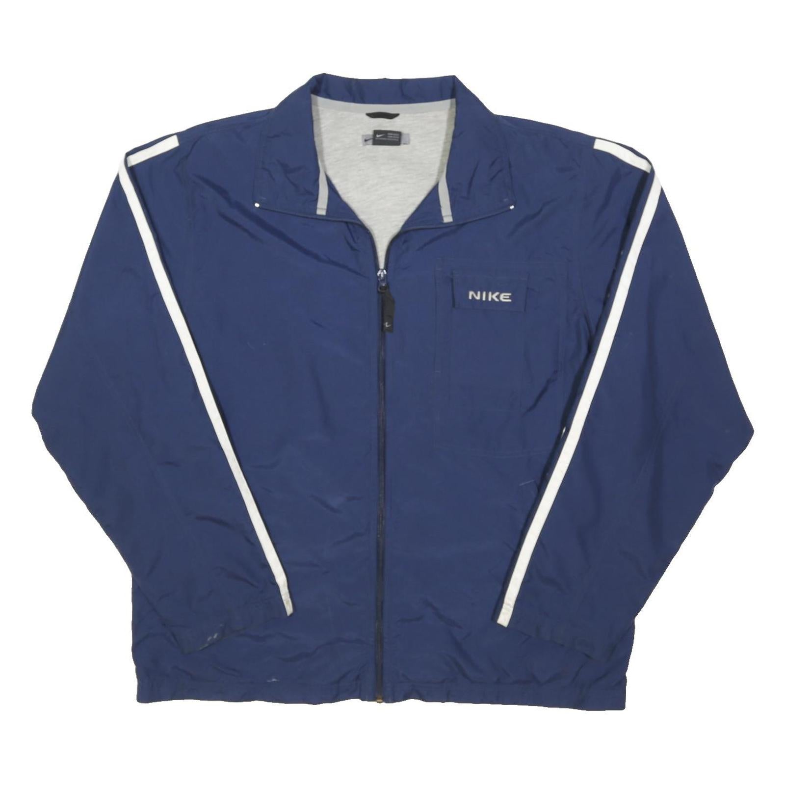 NIKE Mens Blue Jacket M Polyester Blend Plain Zip Lightweight Sport Casual