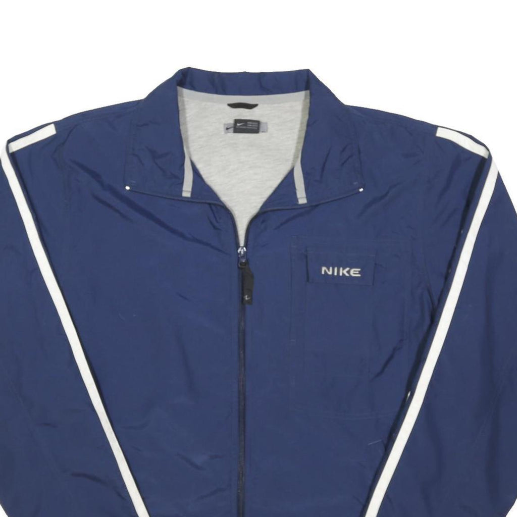 NIKE Mens Blue Jacket M Polyester Blend Plain Zip Lightweight Sport Casual