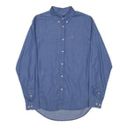 RALPH LAUREN Mens Blue Denim Shirt L Cotton Blend Long Sleeve Button Collar