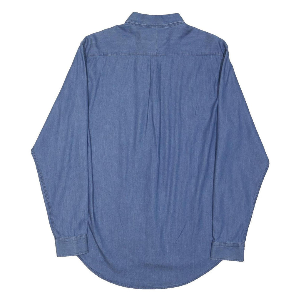 RALPH LAUREN Mens Blue Denim Shirt L Cotton Blend Long Sleeve Button Collar