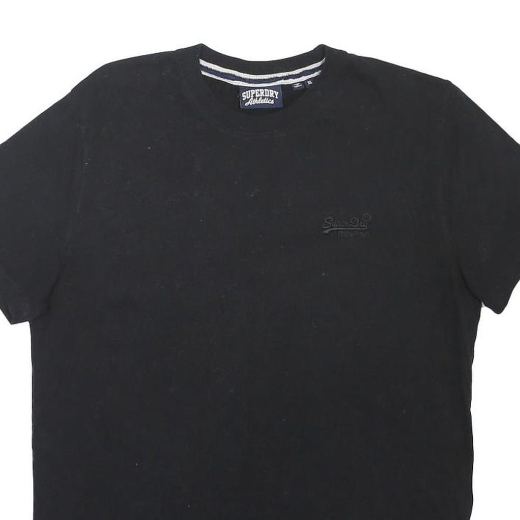 SUPERDRY Mens Black Graphic T-Shirt XL Short Sleeve Crew Neck Cotton Blend
