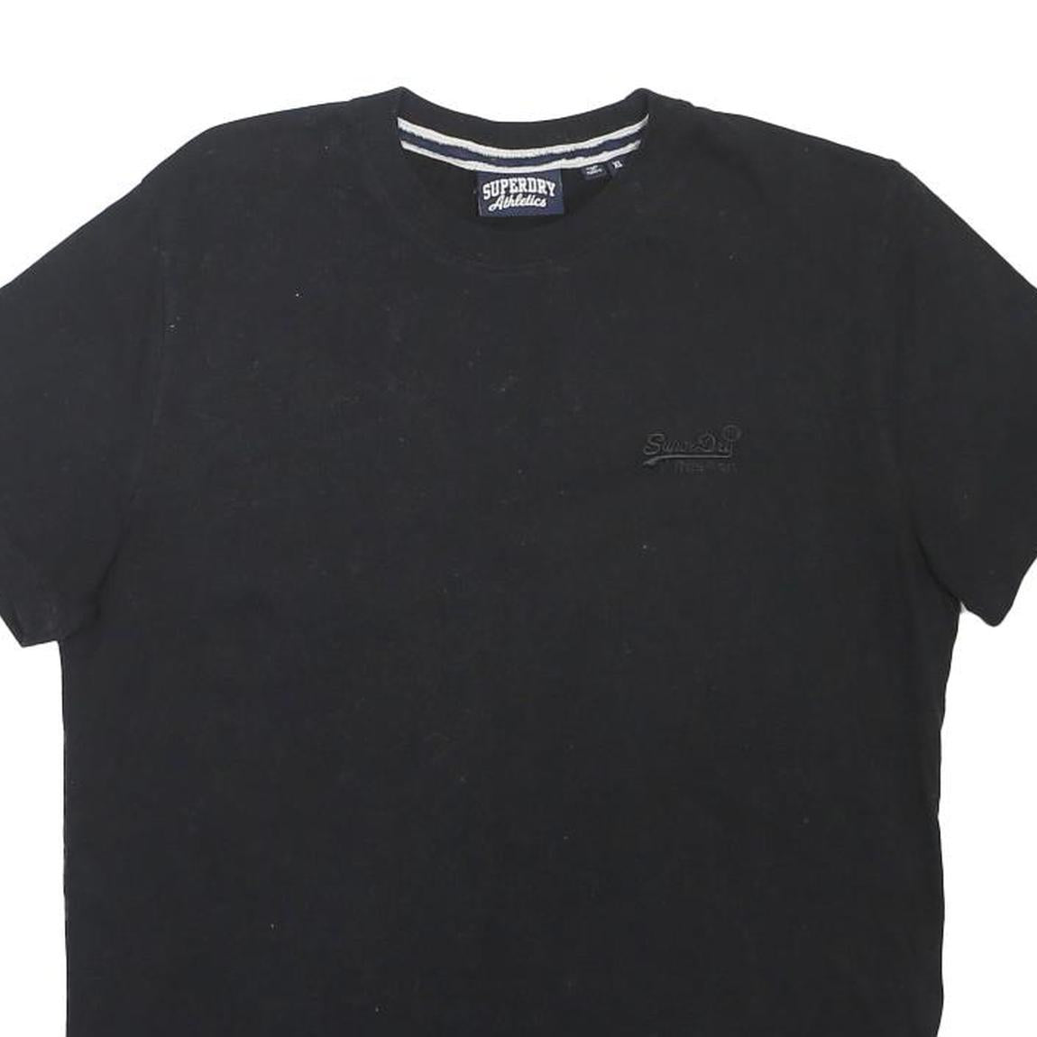 SUPERDRY Mens Black Graphic T-Shirt XL Short Sleeve Crew Neck Cotton Blend