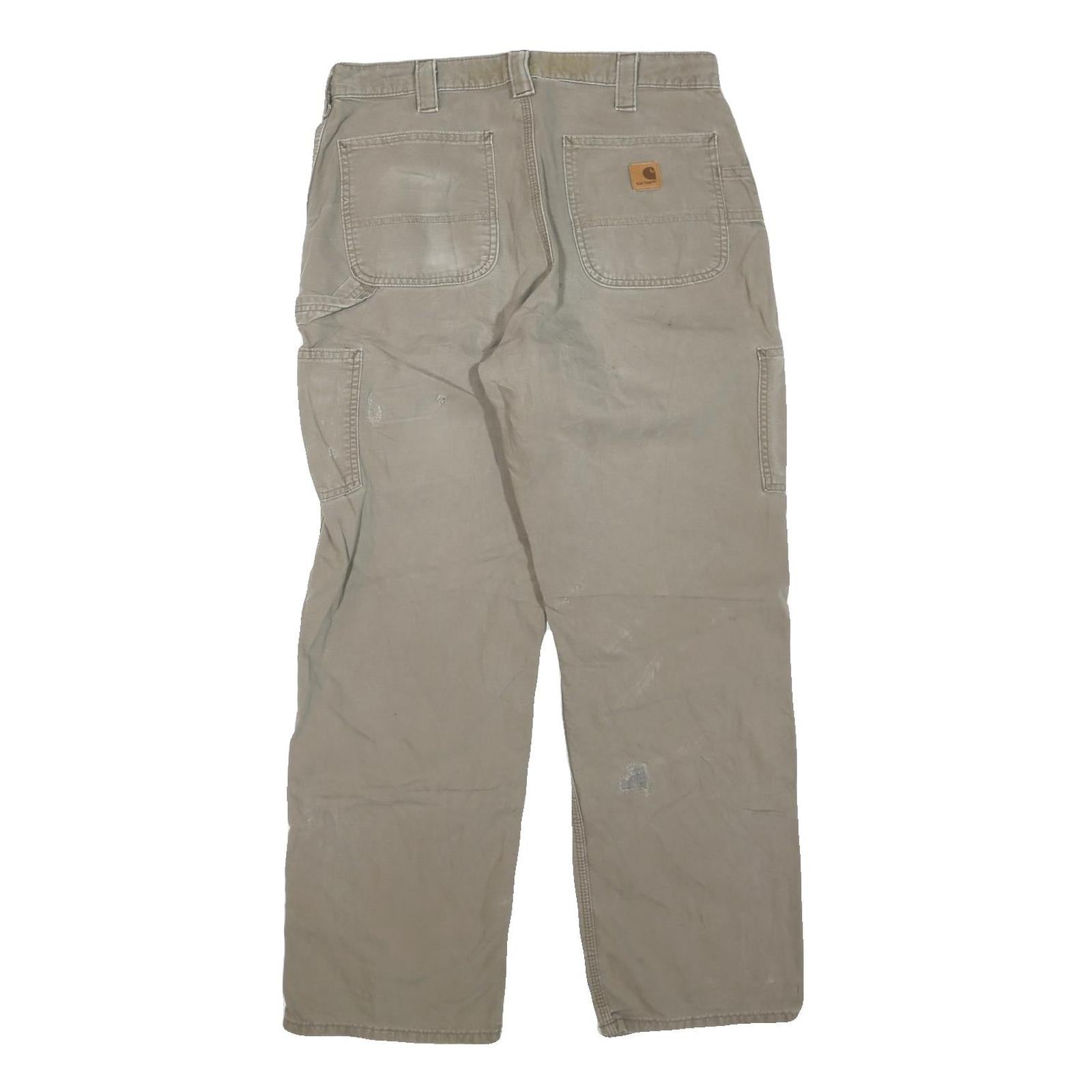 CARHARTT Womens Regular Fit Beige Cotton Blend Trousers W34 L30 Workwear Zip