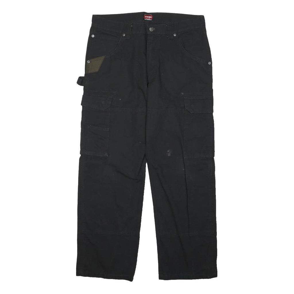 WRANGLER Mens Black Regular Fit Cargo Trousers W34 L30 Workwear Utility Pants