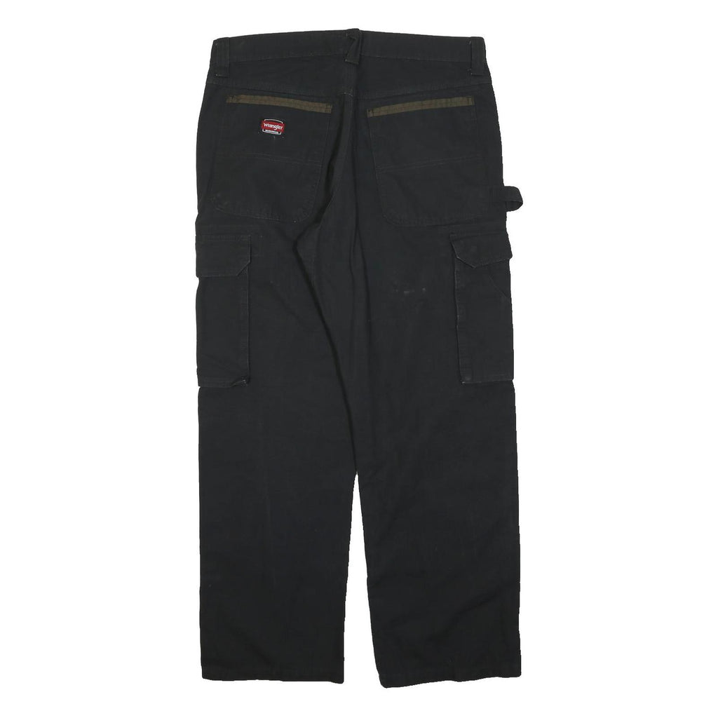 WRANGLER Mens Black Regular Fit Cargo Trousers W34 L30 Workwear Utility Pants