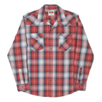 WRANGLER Mens Red & Grey Check Shirt M Classic Western Long Sleeve Button
