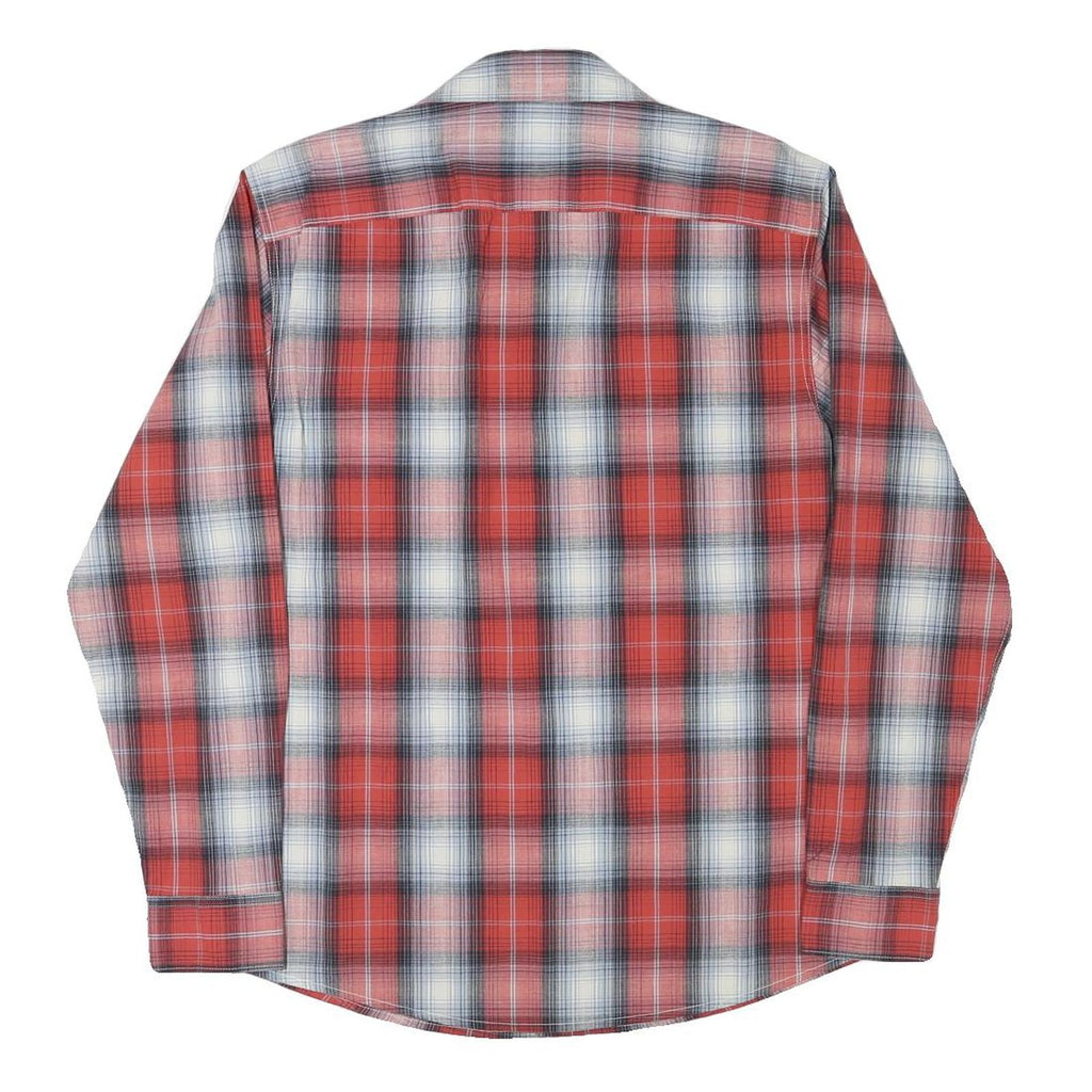 WRANGLER Mens Red & Grey Check Shirt M Classic Western Long Sleeve Button