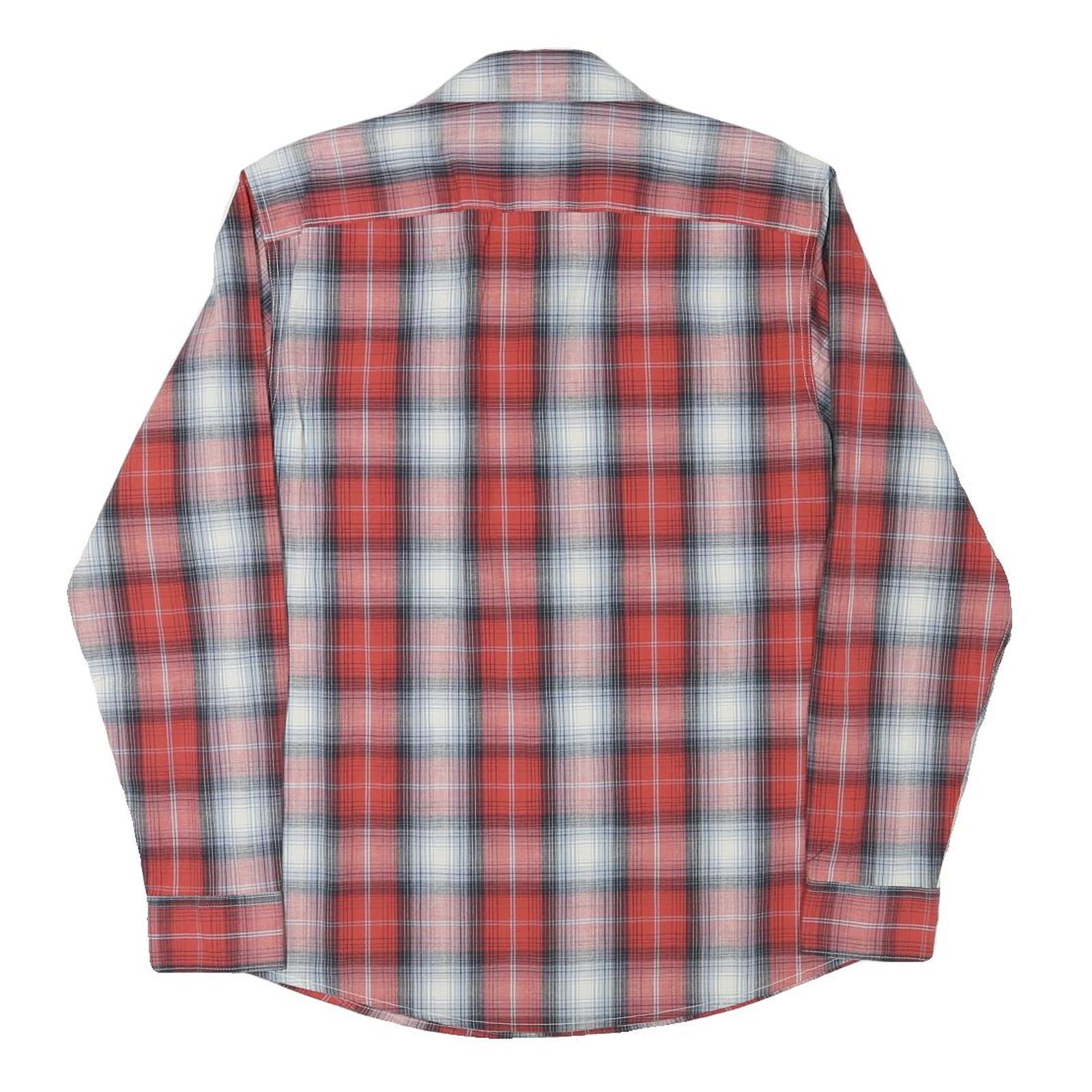 WRANGLER Mens Red & Grey Check Shirt M Classic Western Long Sleeve Button