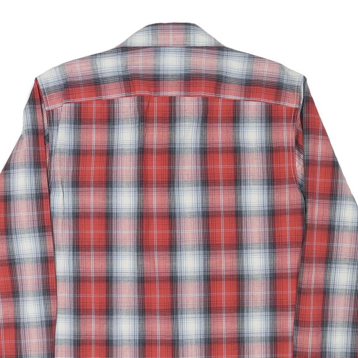 WRANGLER Mens Red & Grey Check Shirt M Classic Western Long Sleeve Button