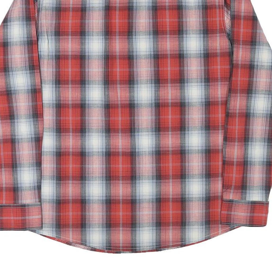 WRANGLER Mens Red & Grey Check Shirt M Classic Western Long Sleeve Button