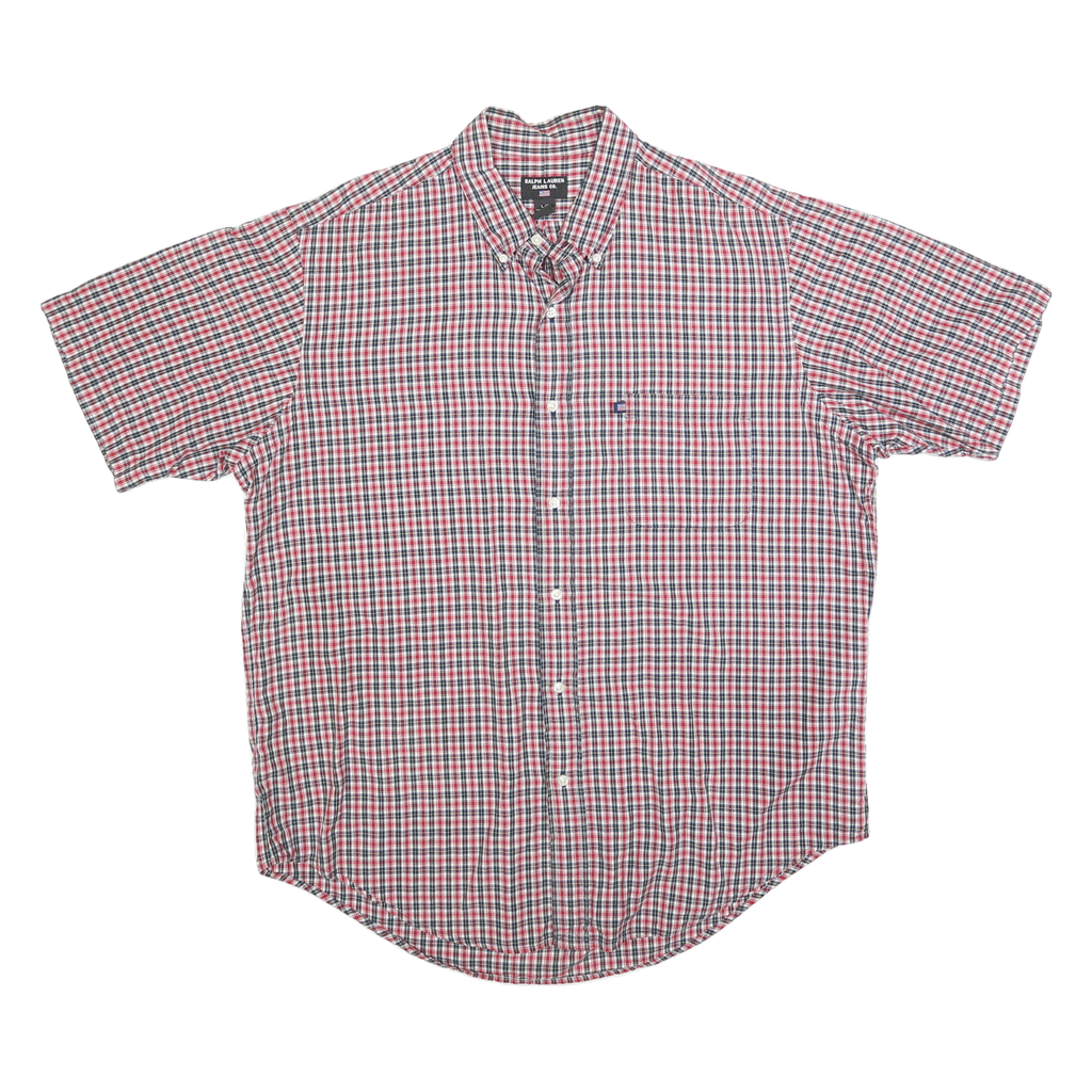 RALPH LAUREN POLO JEANS COMPANY Mens Red Blue Check Shirt L Casual Cotton Button