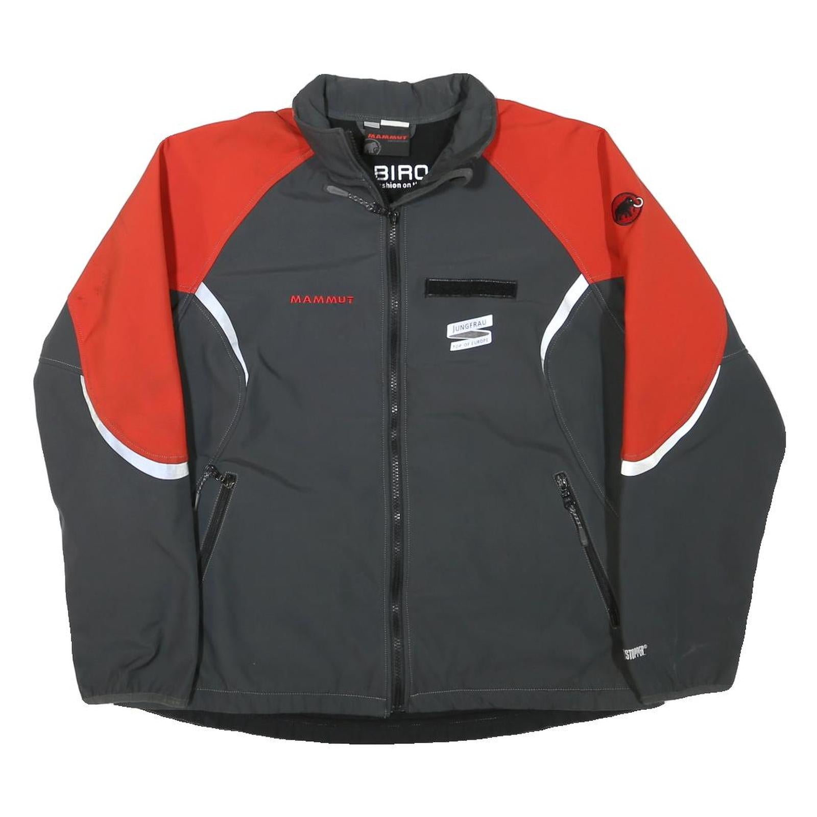 MAMMUT Womens Grey & Red Outdoor Jacket 2XL Polyester Blend Zip Windstopper