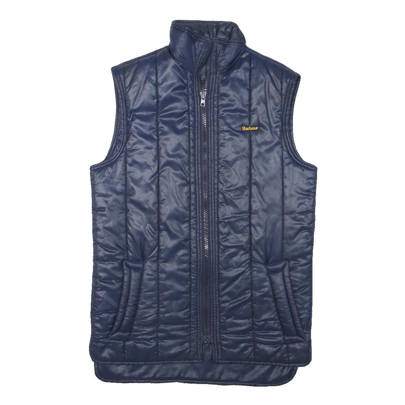 BARBOUR Womens Navy Blue Quilted Jacket S Polyester Blend Sleeveless Zip Up