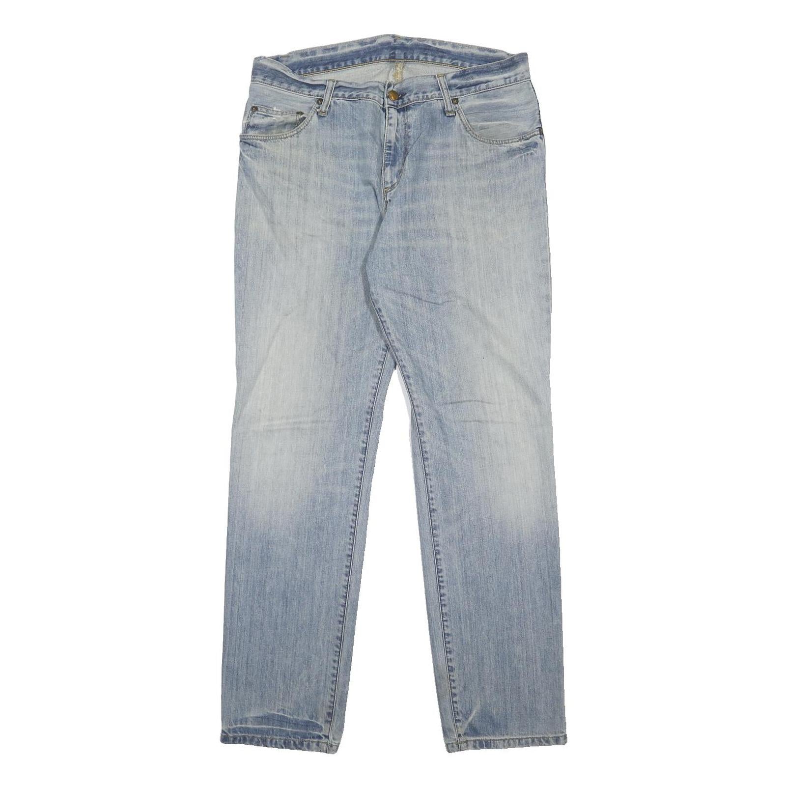 CARHARTT Mens Jeans Blue Regular Straight Denim Light W34 L32 Zip Classic Style