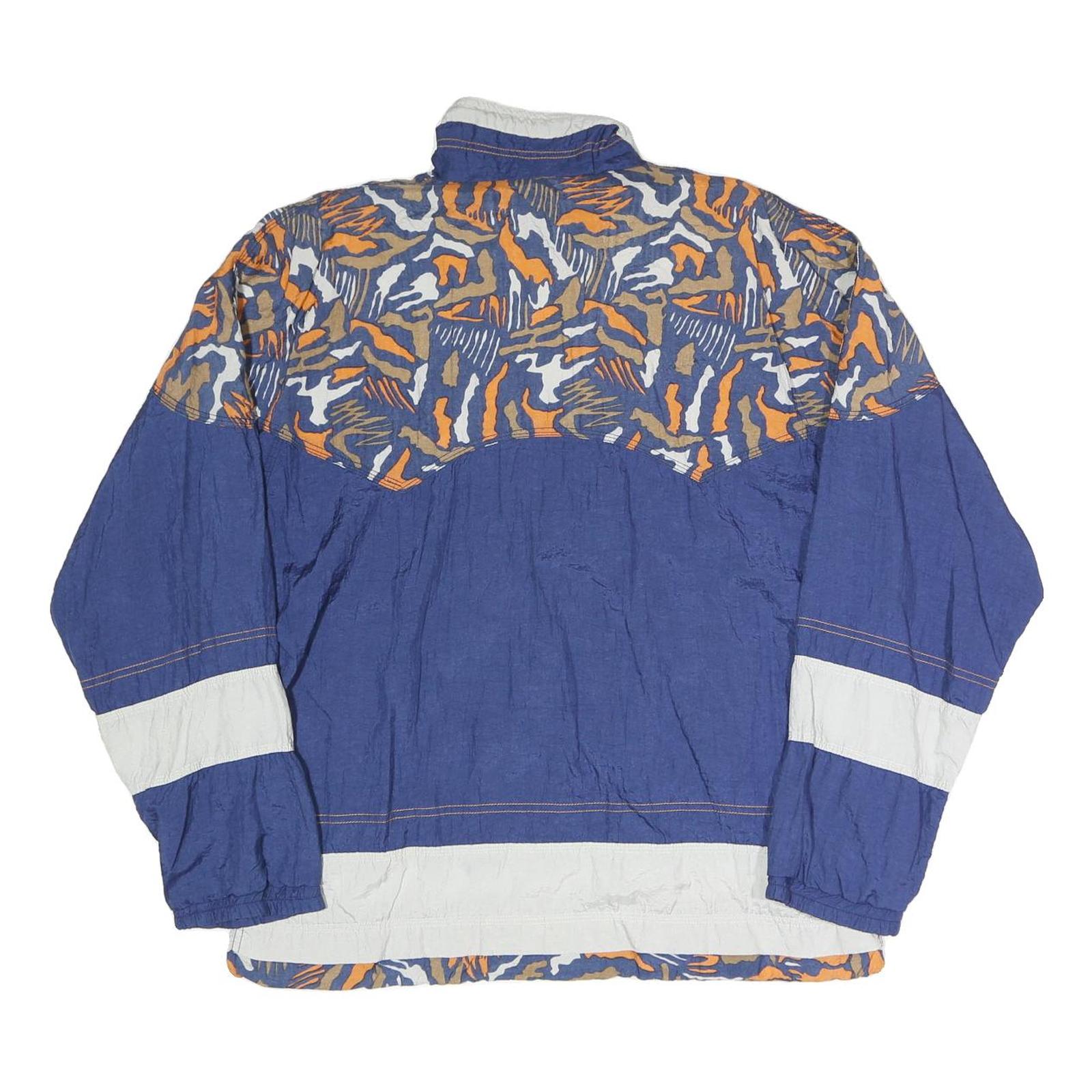 SEQUENCE Mens Blue & Beige Crazy Pattern Outdoor Jacket M Polyester Blend Woven