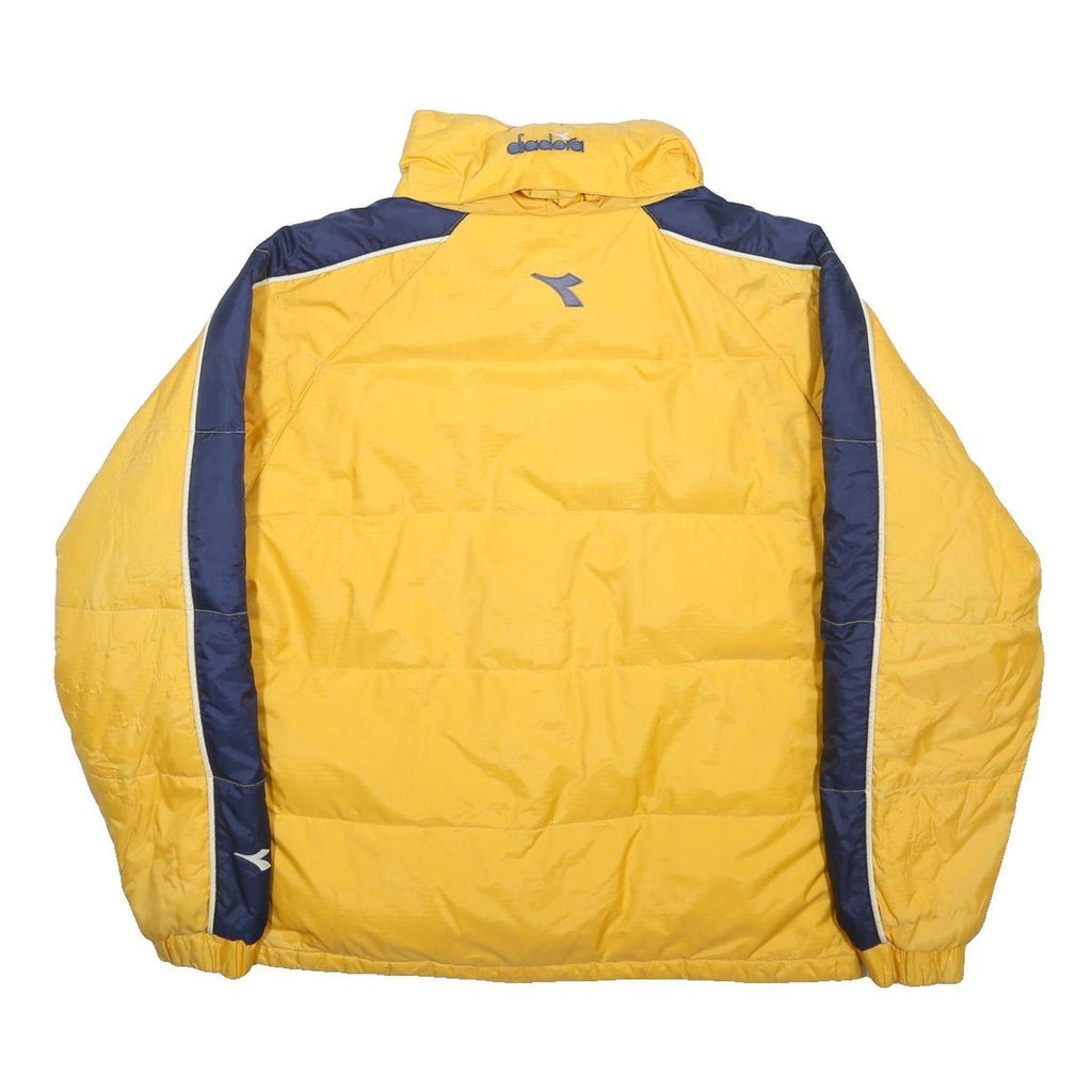 DIADORA Mens Yellow & Navy Blue Track Jacket M Polyamide Plain Zip Athletic