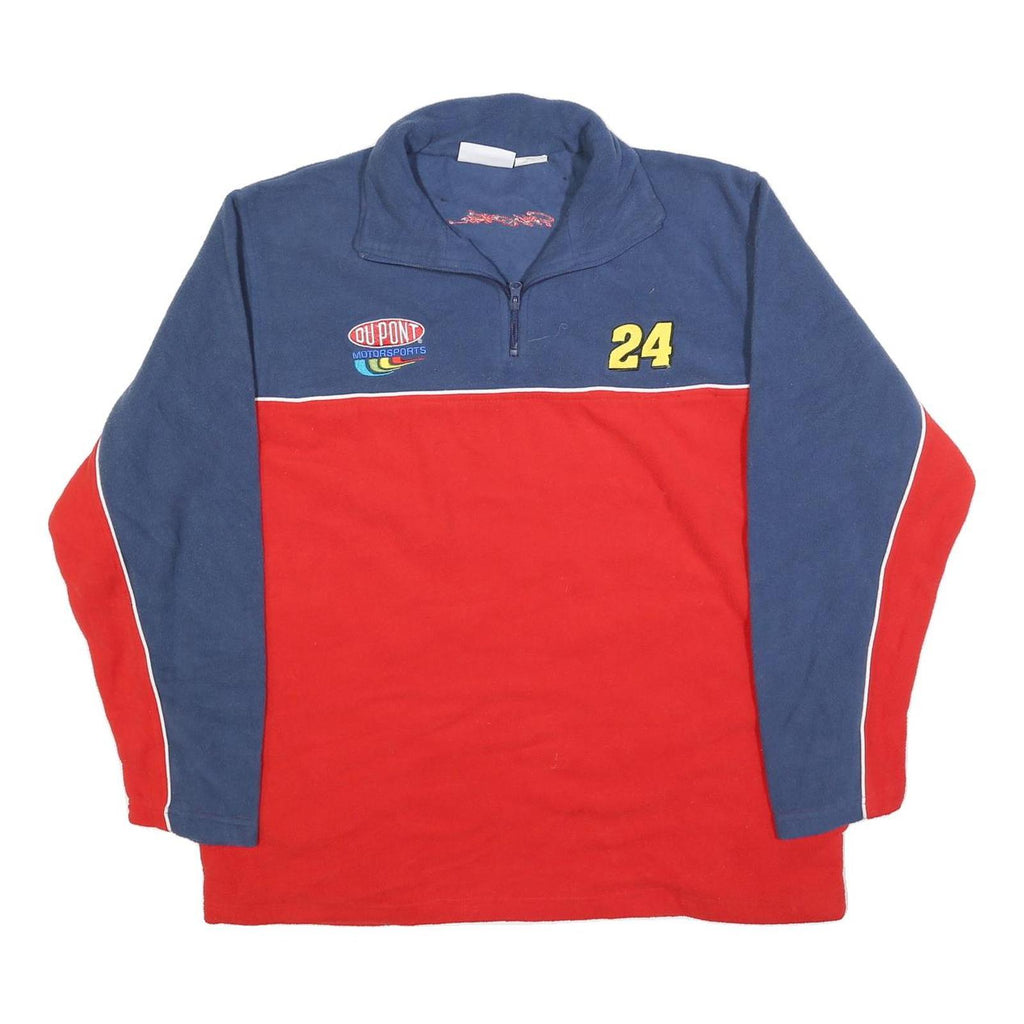 AP ACTION Mens Blue & Red Logo Quarter Zip Patterned Jumper M Polyester Racing