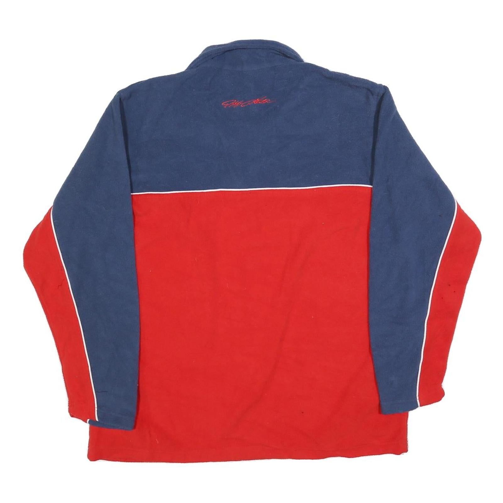 AP ACTION Mens Blue & Red Logo Quarter Zip Patterned Jumper M Polyester Racing