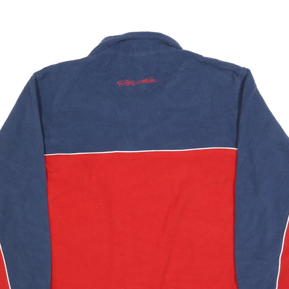 AP ACTION Mens Blue & Red Logo Quarter Zip Patterned Jumper M Polyester Racing