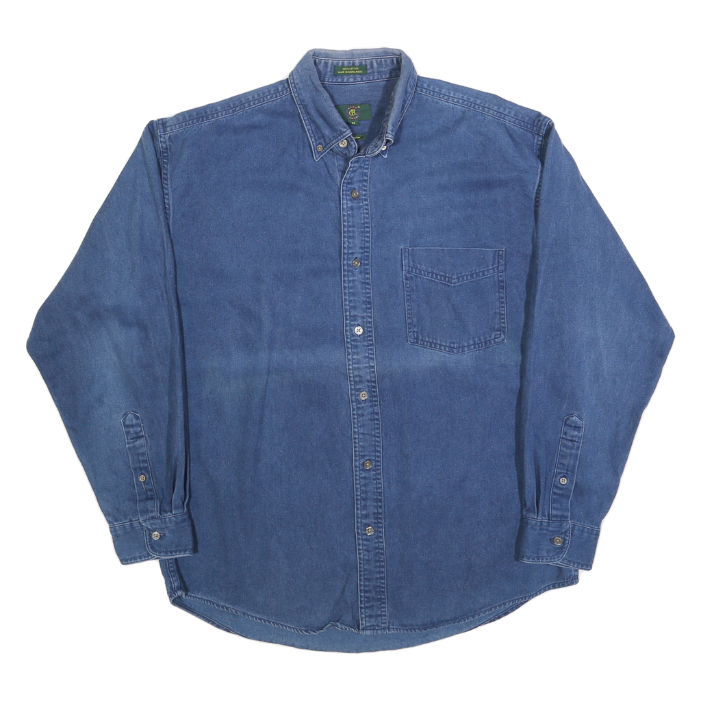CLUB ROOM Mens Blue Denim Shirt M Casual Button-Down Long Sleeve Cotton