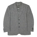 OLIVER GRANT Mens Grey Wool Blend Classic Jacket L Button Herringbone Blazer