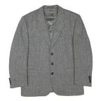OLIVER GRANT Mens Grey Wool Blend Classic Jacket L Button Herringbone Blazer