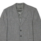 OLIVER GRANT Mens Grey Wool Blend Classic Jacket L Button Herringbone Blazer