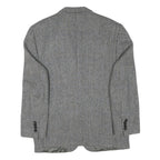 OLIVER GRANT Mens Grey Wool Blend Classic Jacket L Button Herringbone Blazer
