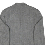 OLIVER GRANT Mens Grey Wool Blend Classic Jacket L Button Herringbone Blazer