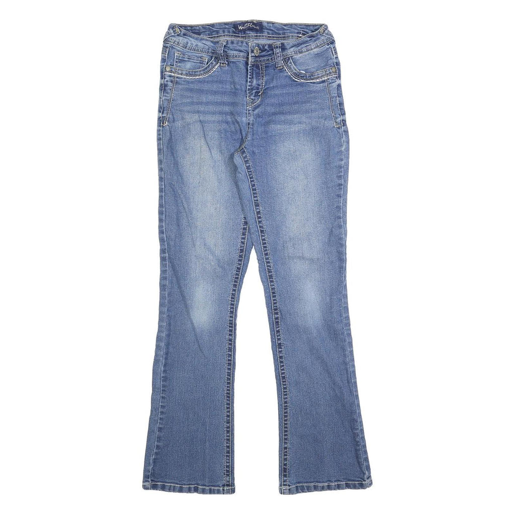 WALL FLOWER Womens Slim Blue Denim Slim Jeans W26 L30 Stylish Embroidered