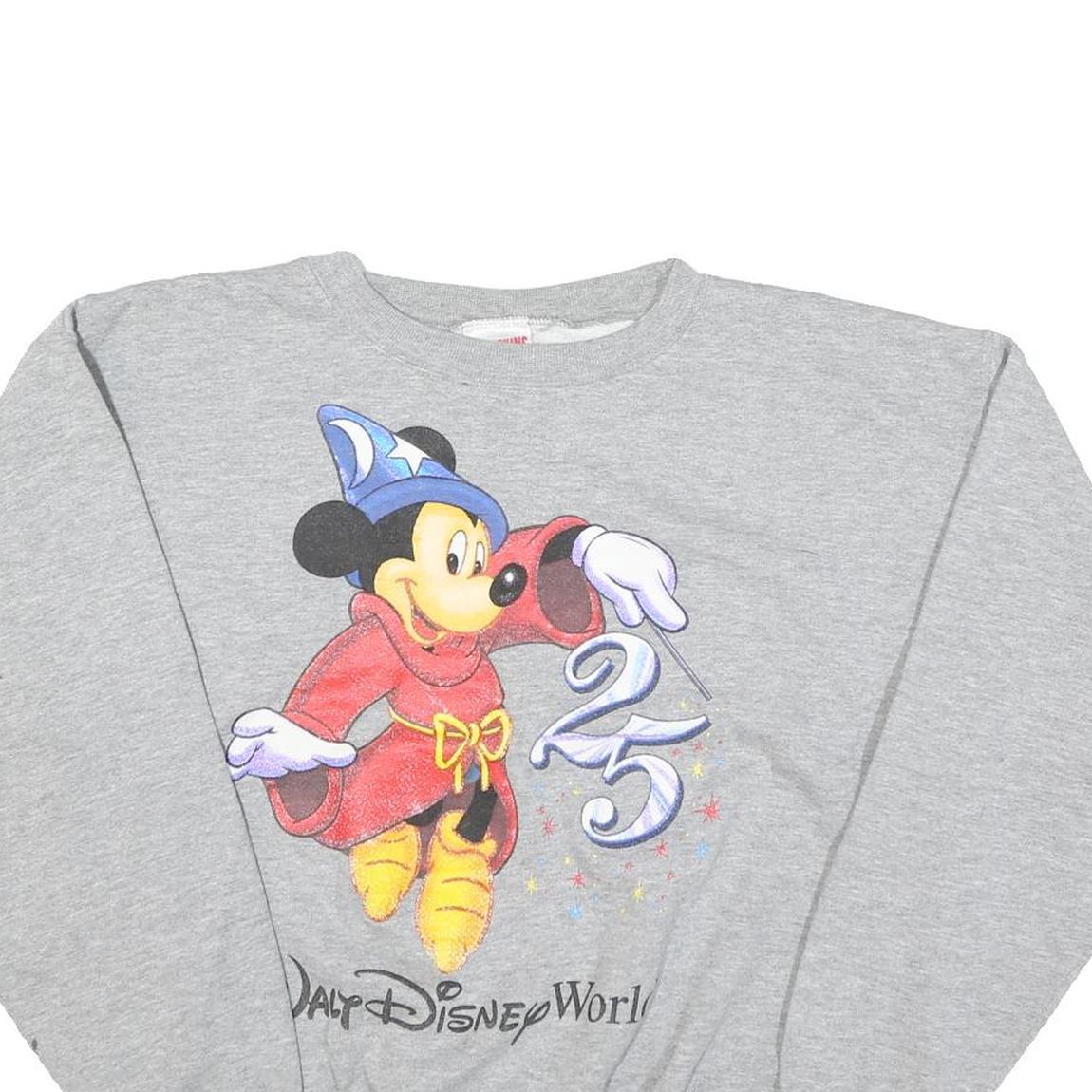 MICKEY INC Womens Grey Disney World 25 Pullover Sweatshirt S Cotton Blend