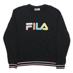 FILA Womens Black Cotton Blend Sweatshirt 2XL Crew Neck Pullover Casual Wear