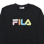 FILA Womens Black Cotton Blend Sweatshirt 2XL Crew Neck Pullover Casual Wear
