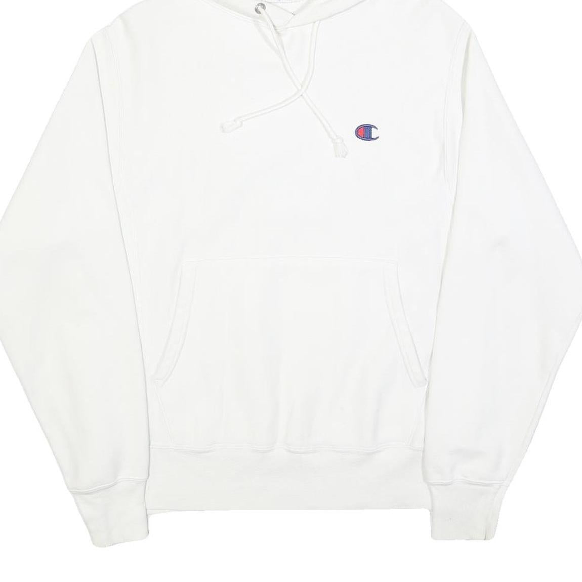 CHAMPION REVERSE WEAVE Mens White Hoodie S Cotton Blend Classic Fit Pullover