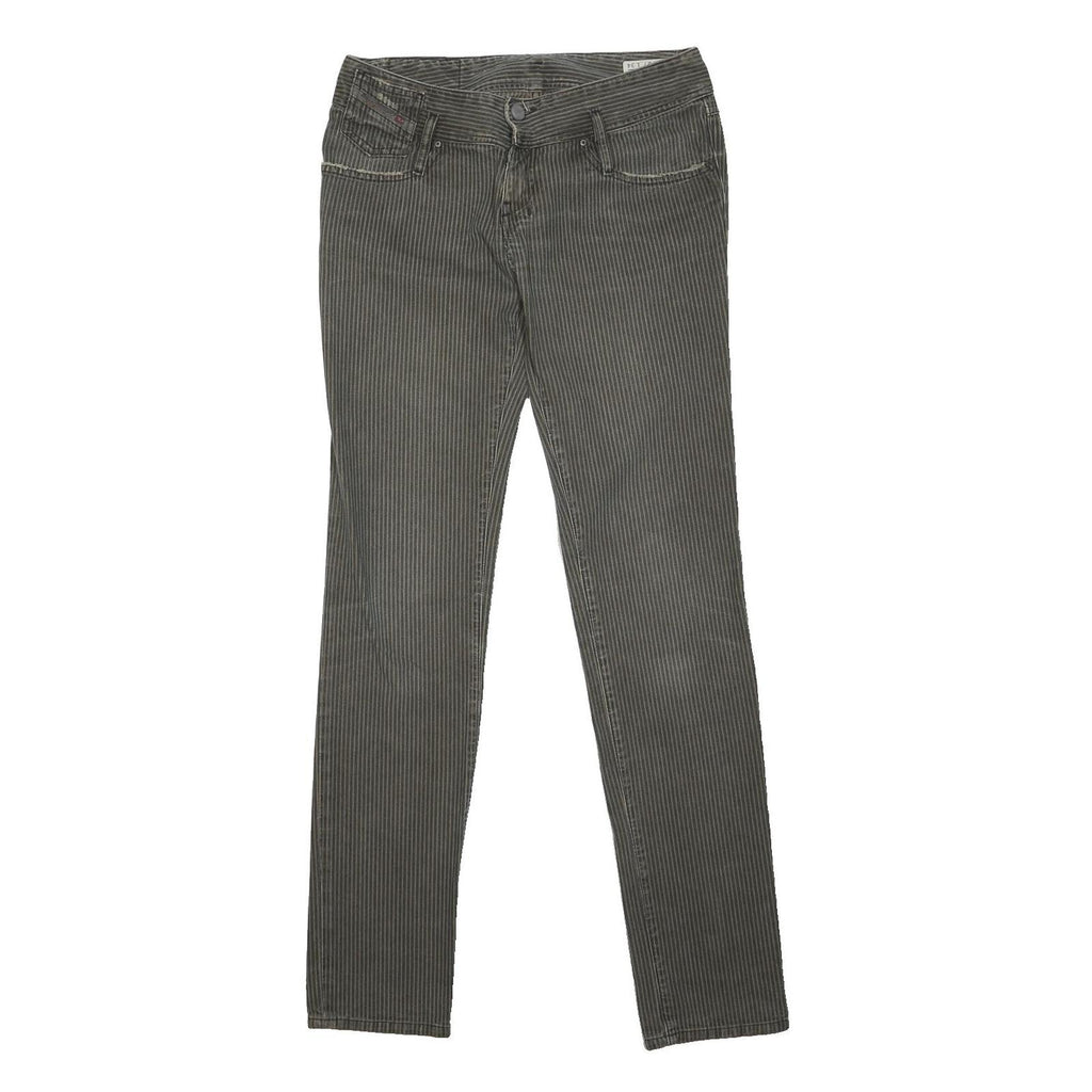 DIESEL Womens Cotton Blend Slim Slim Leg Black Striped Trousers W30 L34