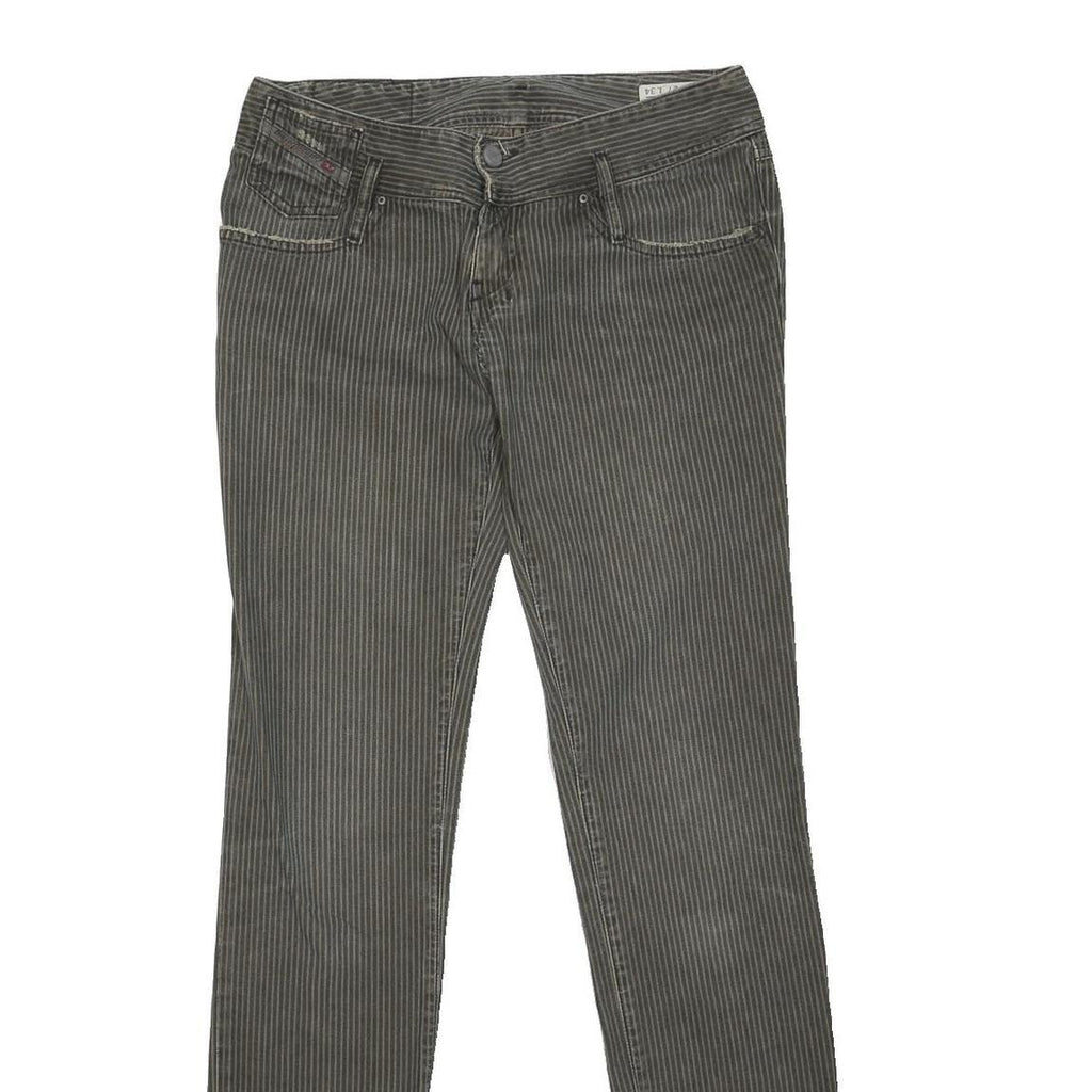 DIESEL Womens Cotton Blend Slim Slim Leg Black Striped Trousers W30 L34