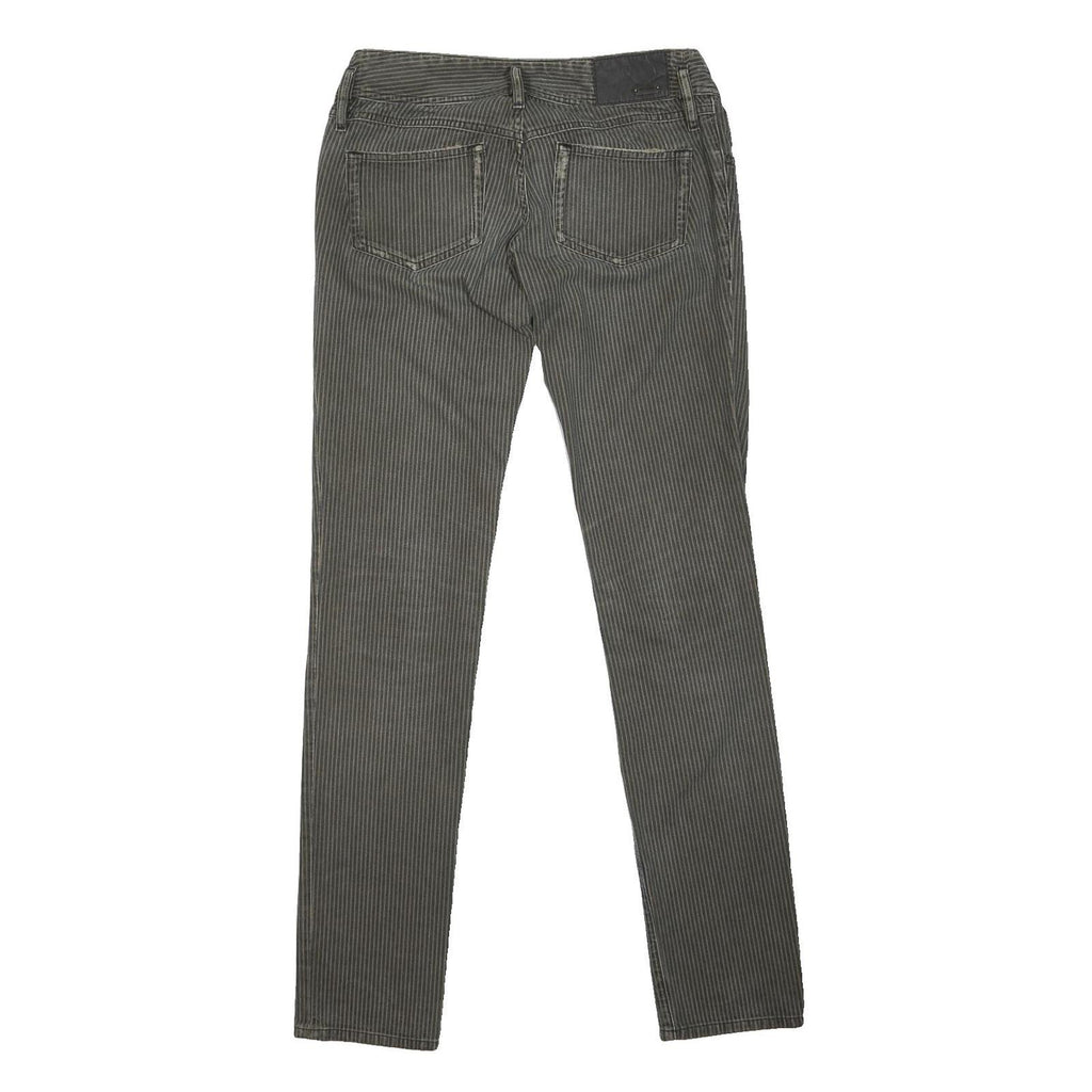 DIESEL Womens Cotton Blend Slim Slim Leg Black Striped Trousers W30 L34