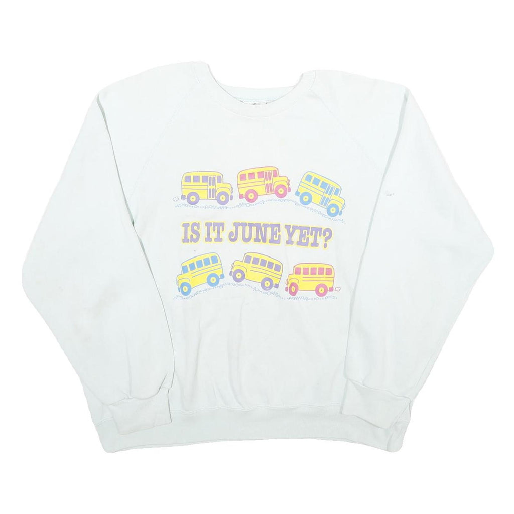 LEE Womens White Sweatshirt Is It June Yet Crew Neck 3XL Cotton Blend Pullover