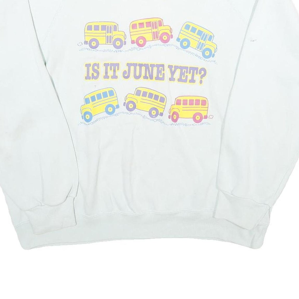 LEE Womens White Sweatshirt Is It June Yet Crew Neck 3XL Cotton Blend Pullover