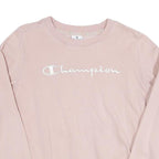 CHAMPION Womens Pink Crew Neck M Cotton Blend Sweatshirt Pullover Classic Logo