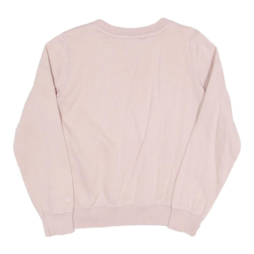 CHAMPION Womens Pink Crew Neck M Cotton Blend Sweatshirt Pullover Classic Logo
