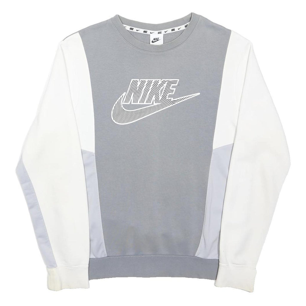 NIKE Mens Grey & White Cotton Blend Crew Neck XS Sweatshirt Sportswear Casual