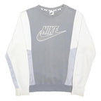 NIKE Mens Grey & White Cotton Blend Crew Neck XS Sweatshirt Sportswear Casual