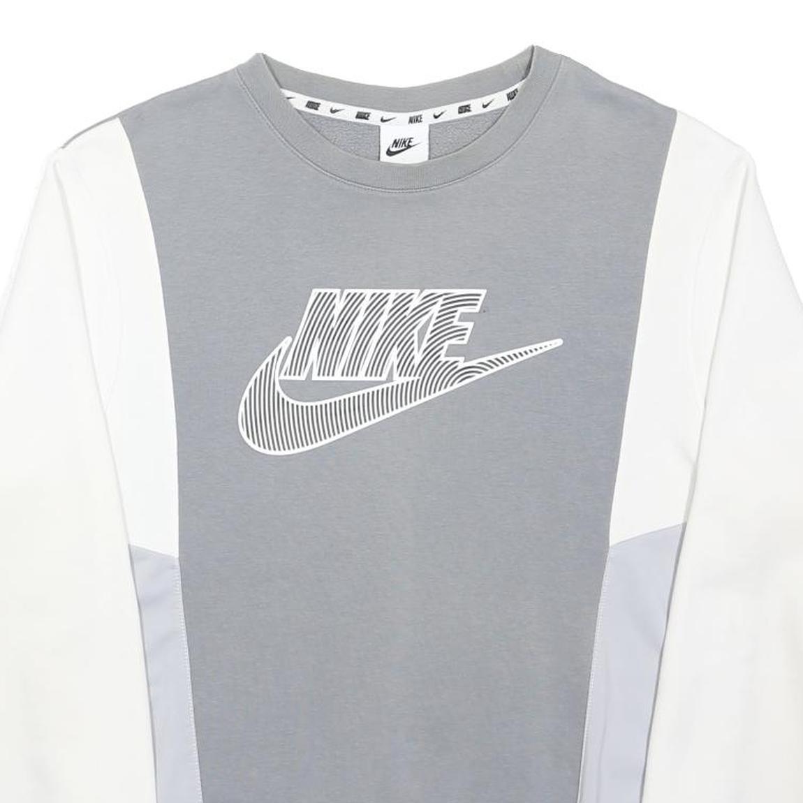 NIKE Mens Grey & White Cotton Blend Crew Neck XS Sweatshirt Sportswear Casual