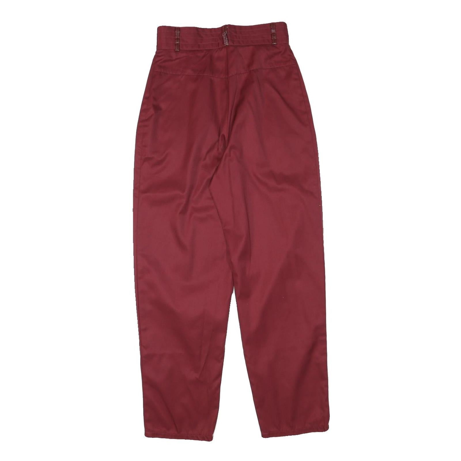 SPENGLER Womens Cotton Blend Maroon Relaxed Tapered Trousers W25 L27 Stylish