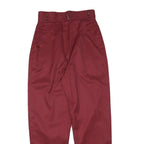 SPENGLER Womens Cotton Blend Maroon Relaxed Tapered Trousers W25 L27 Stylish