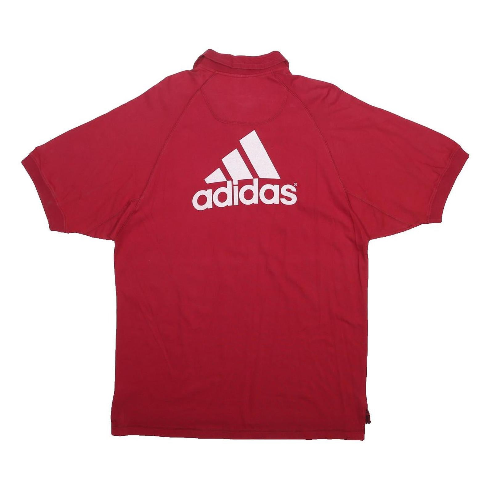 ADIDAS Mens Red Short Sleeve Plain M Cotton Polo Shirt Branded Logo Sport