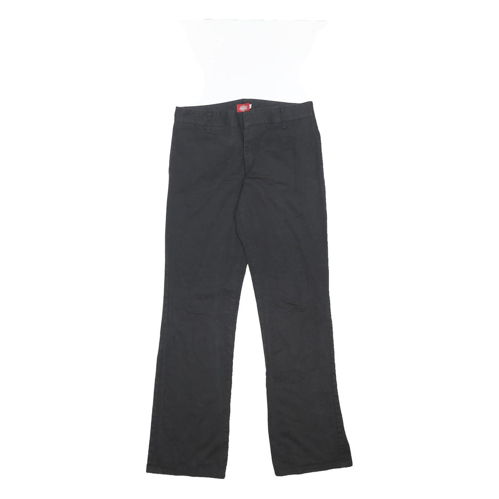 DICKIES Womens Black Regular Fit Straight Leg Trousers W30 L32 Cotton Blend Zip
