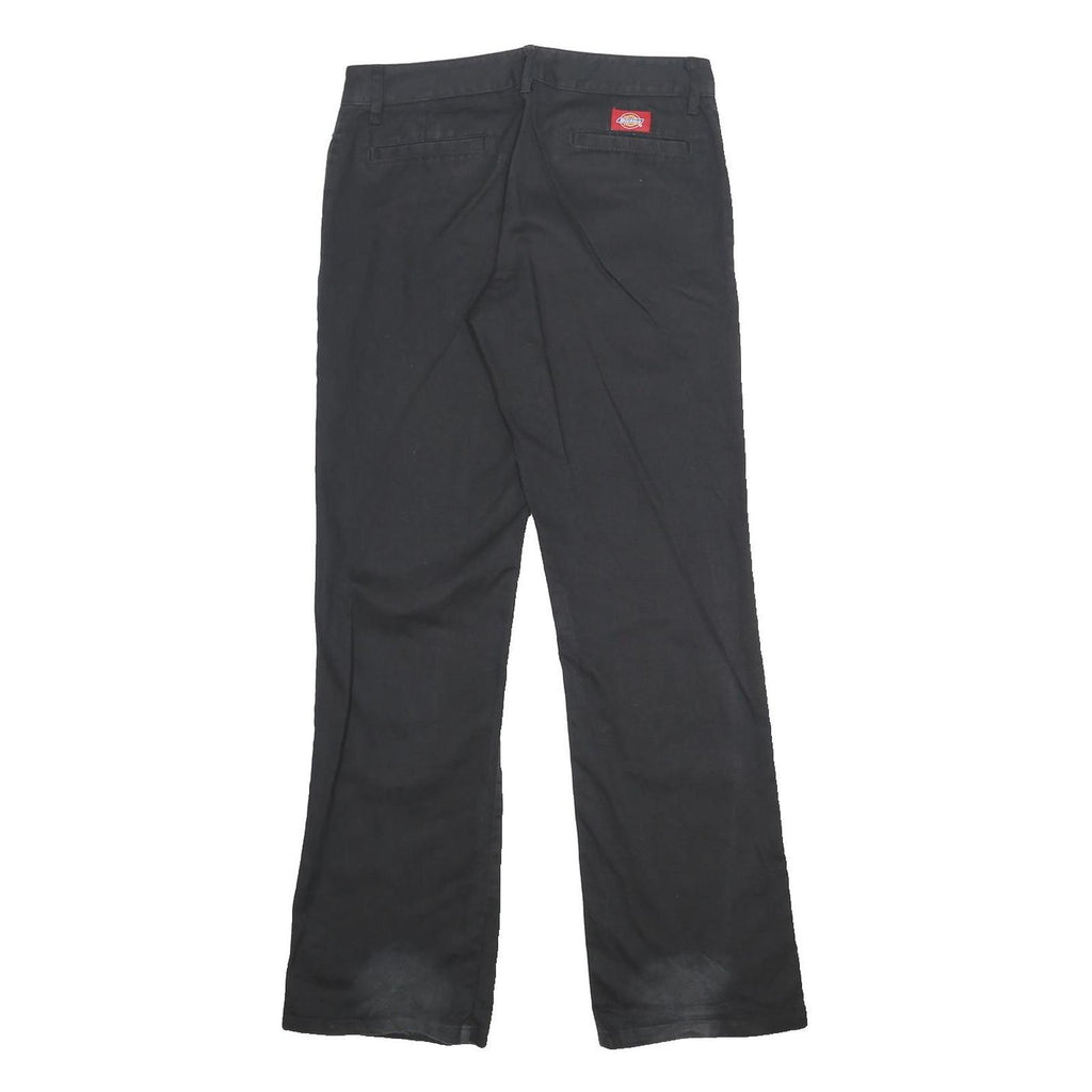 DICKIES Womens Black Regular Fit Straight Leg Trousers W30 L32 Cotton Blend Zip