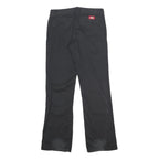 DICKIES Womens Black Regular Fit Straight Leg Trousers W30 L32 Cotton Blend Zip
